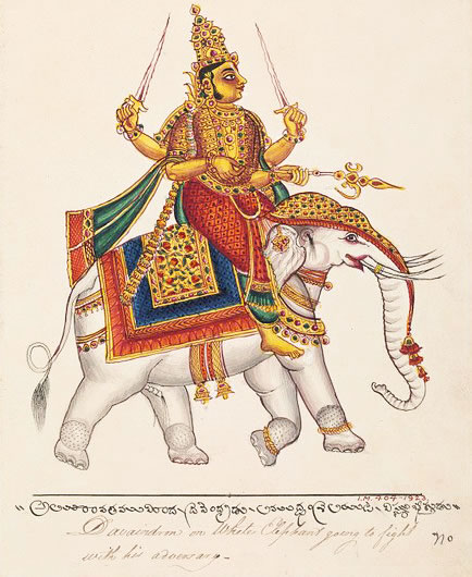 Indradeva riding on Airavata.