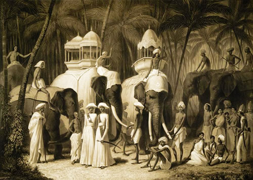 a scene from 18th century India