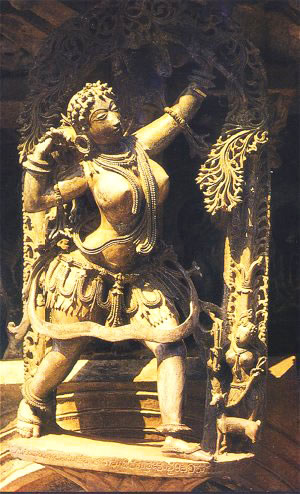 woman with a bow, in Belur
