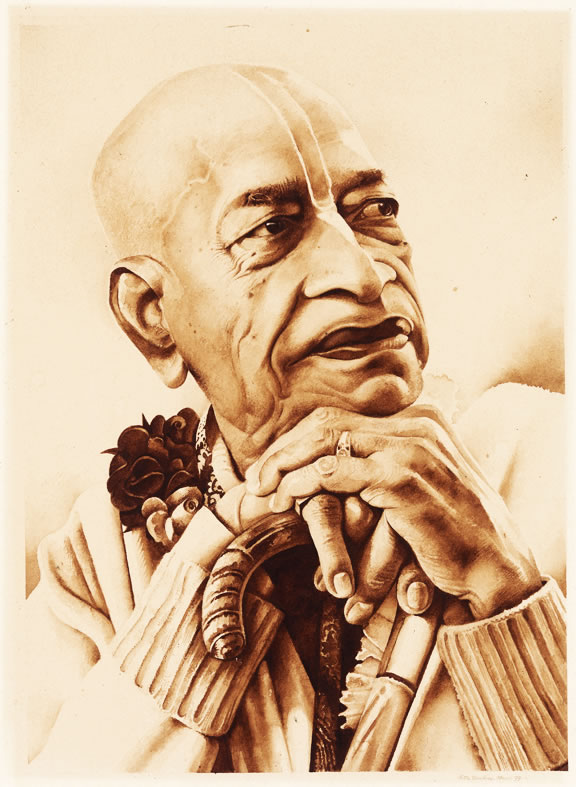 Srila Prabhupada with cane