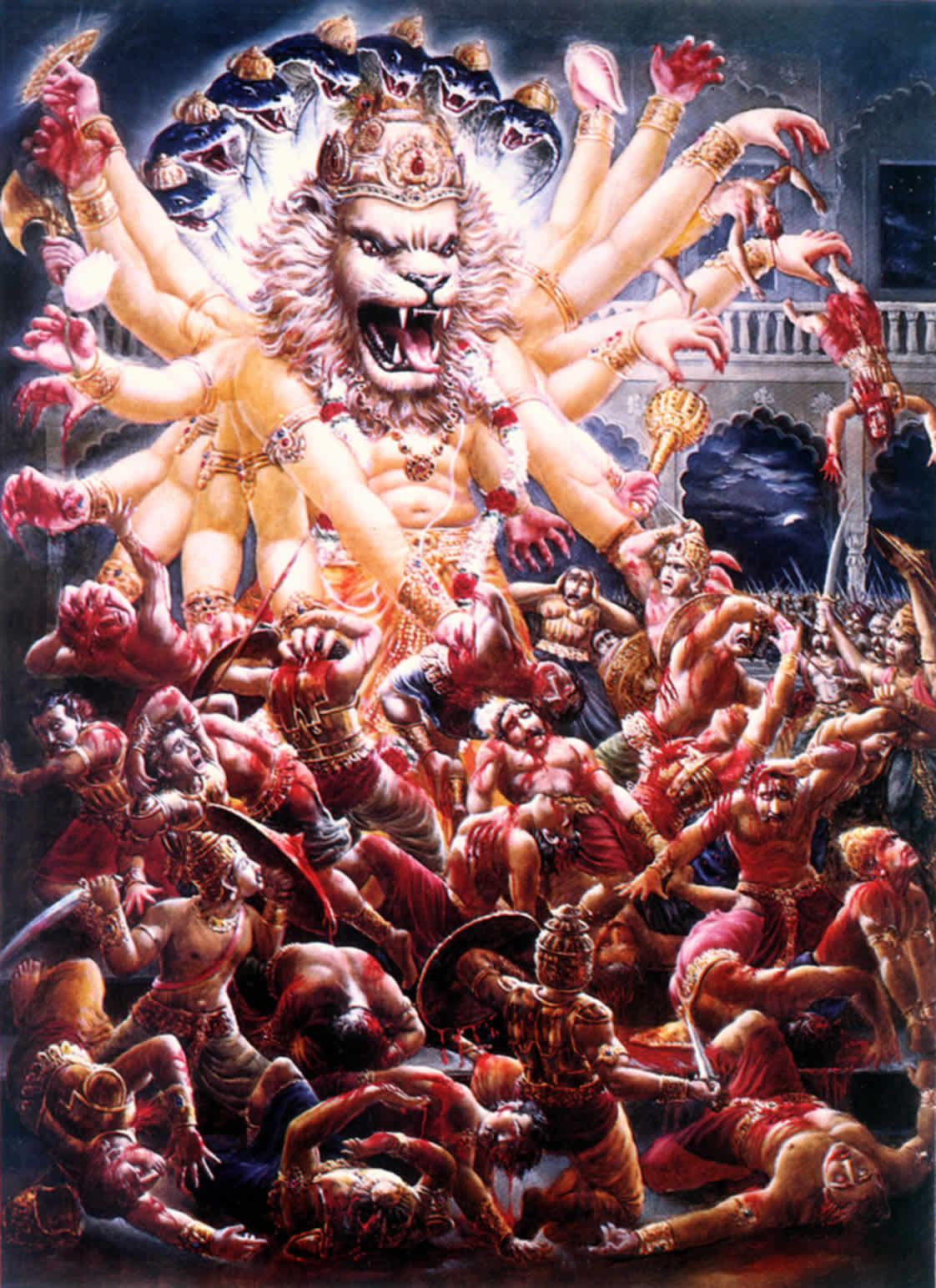 Narasimhadeva destroys the army of Hiranyakashipu