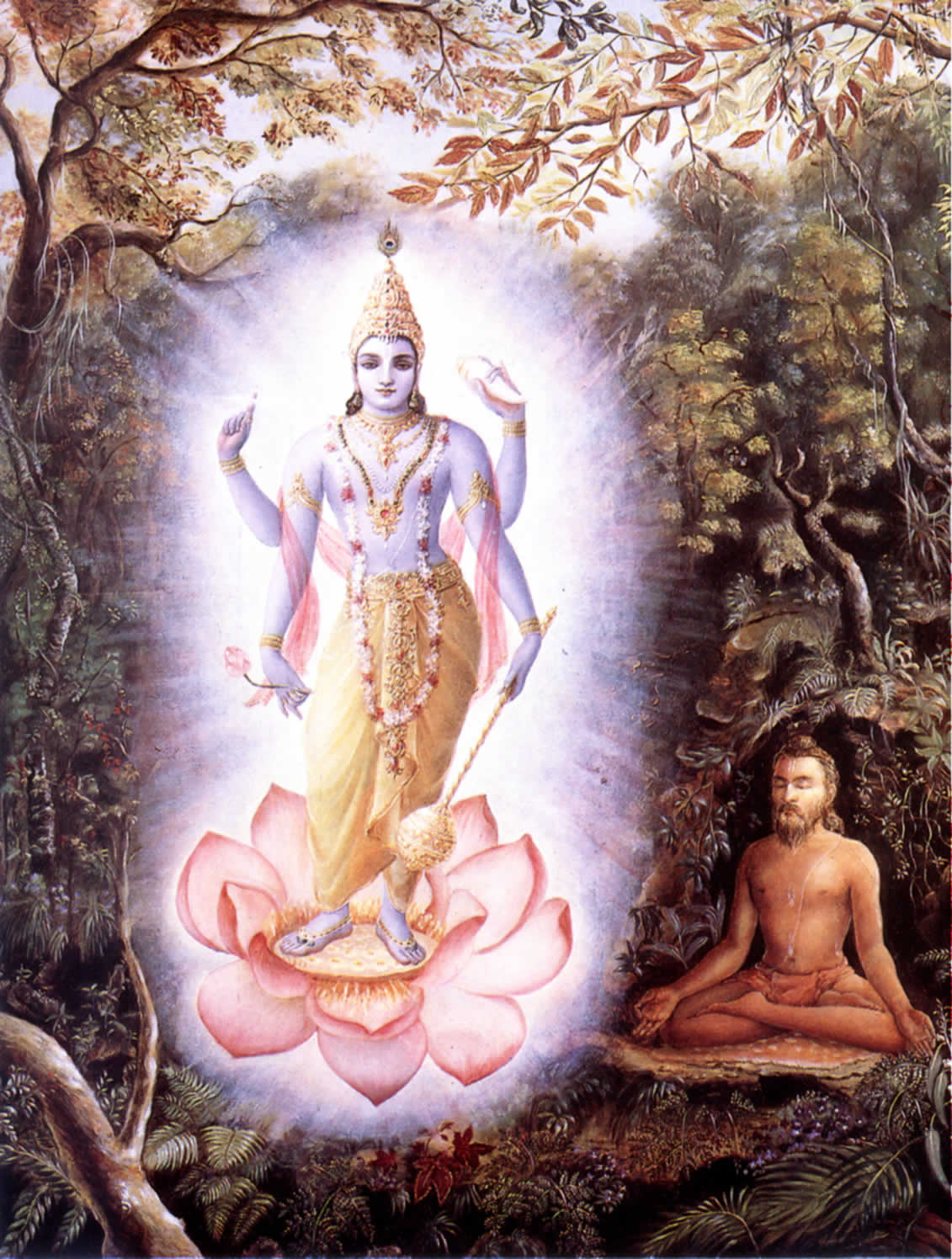yogi meditating on Visnu in his heart